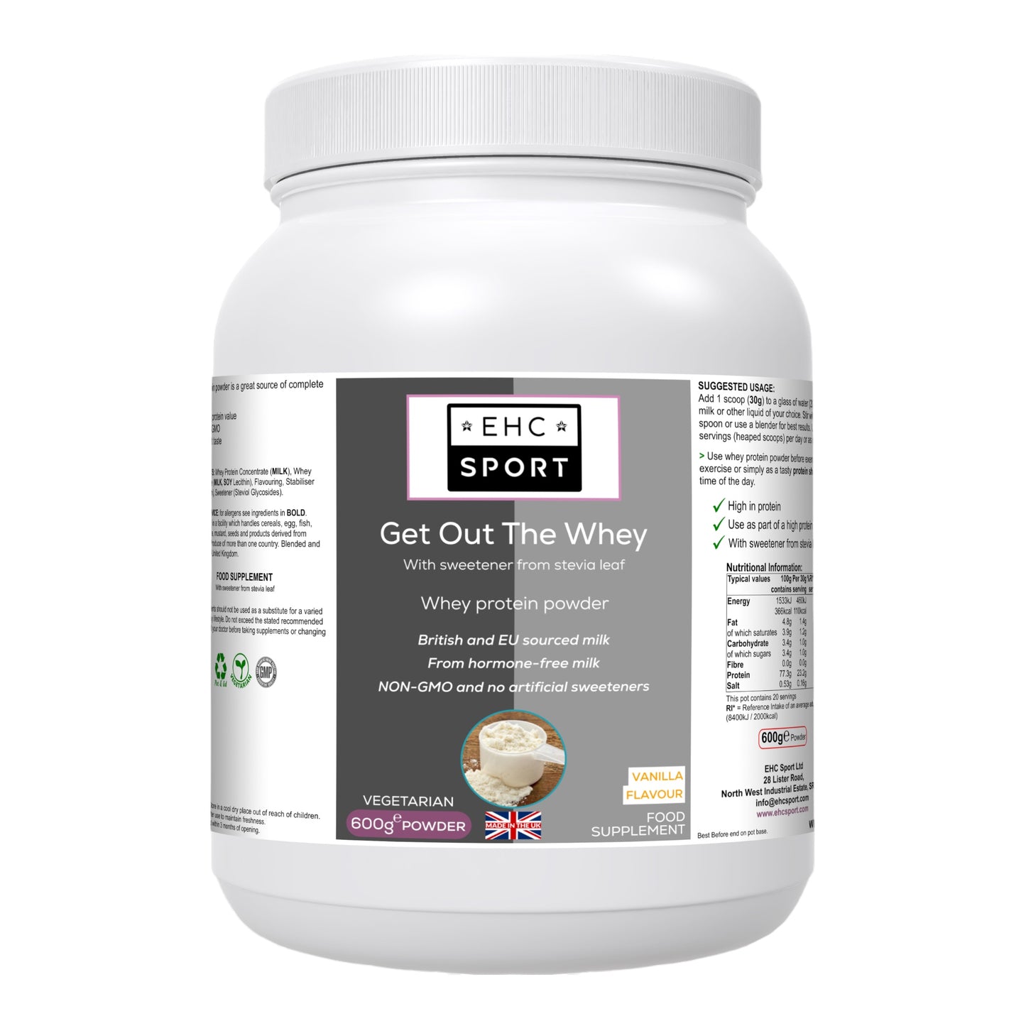 Get Out The Whey | Vanilla Flavour | Whey Protein 600g - EHC Sport