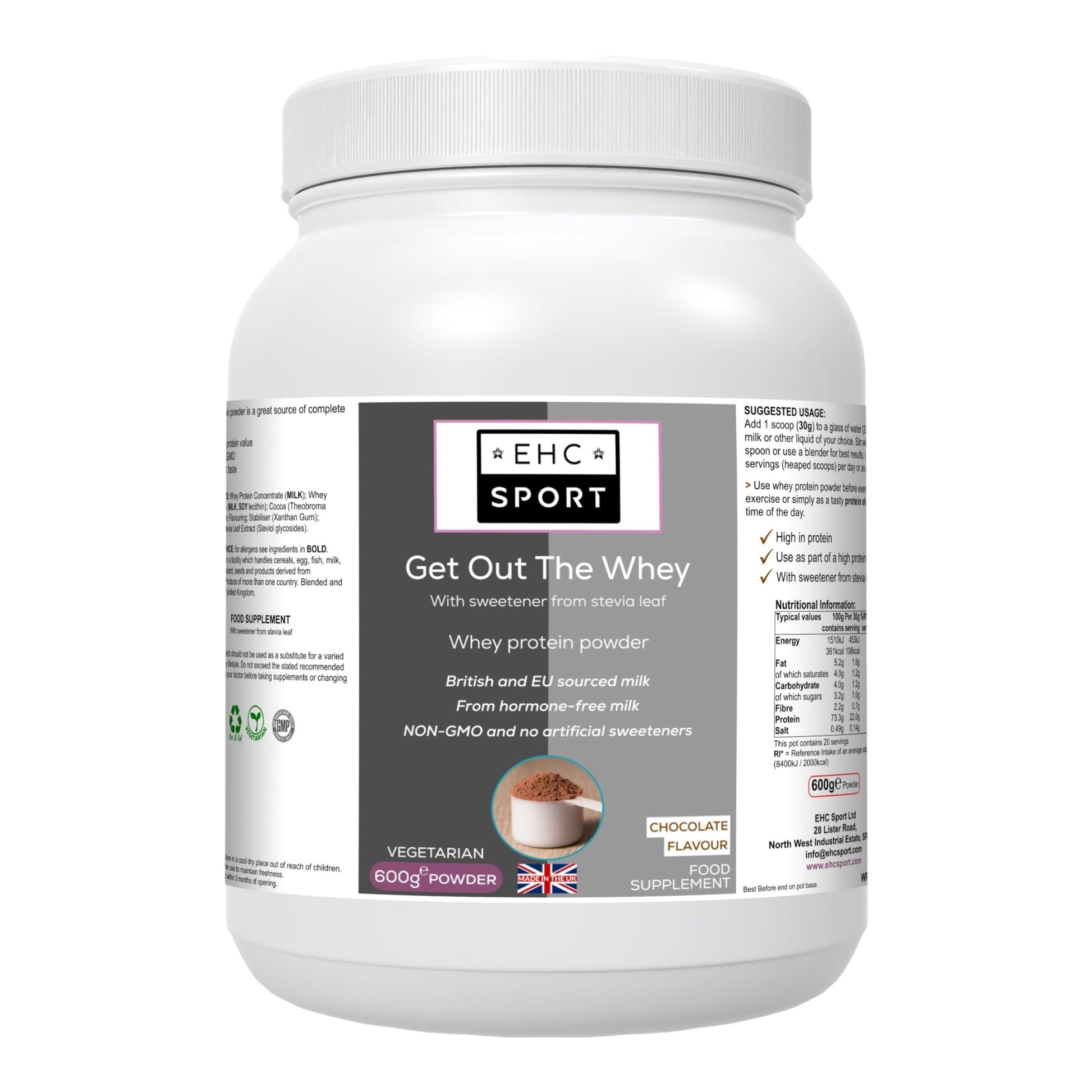 Get Out The Whey | Chocolate flavour | Whey Protein 600g - EHC Sport